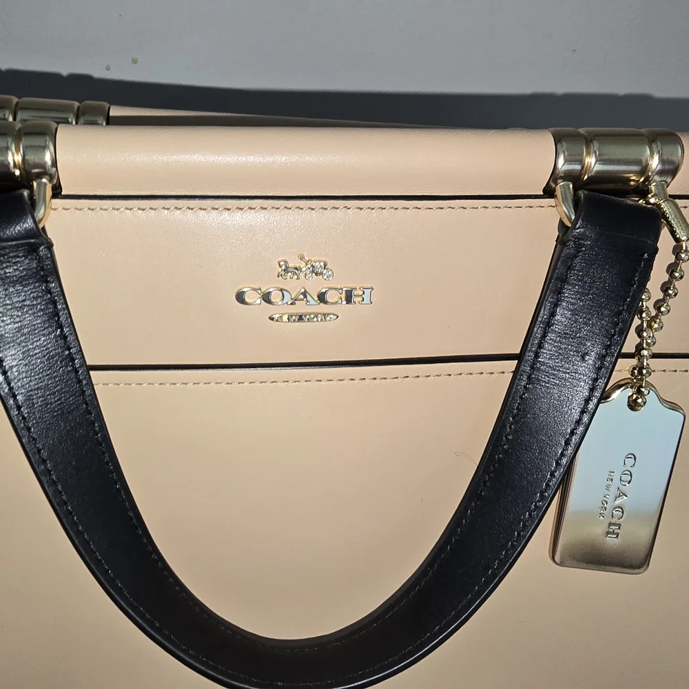 Coach‎ Grace Black and Tan Leather Satchel & Dusty NWOT